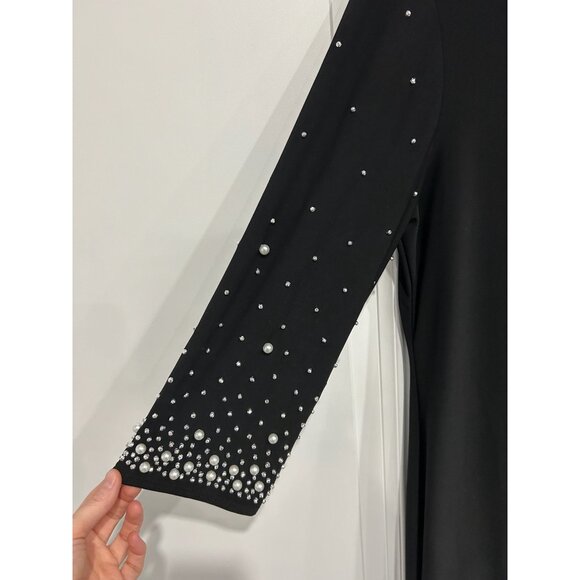 Annalee + Hope NWT Black Dress With Pearl Embellished Sleeves Sz Large - Picture 4 of 9